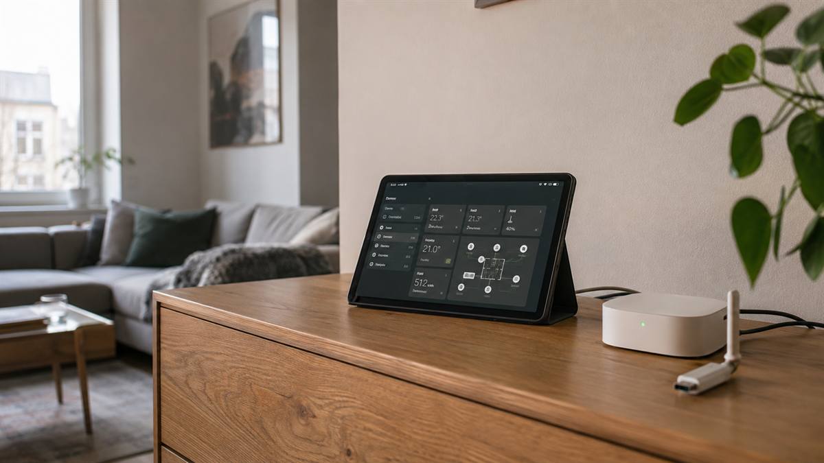 Home Assistant 2026.9 v chytré domácnosti Home Assistant 2026.9 v chytré domácnosti s tabletem a řídicí jednotkou