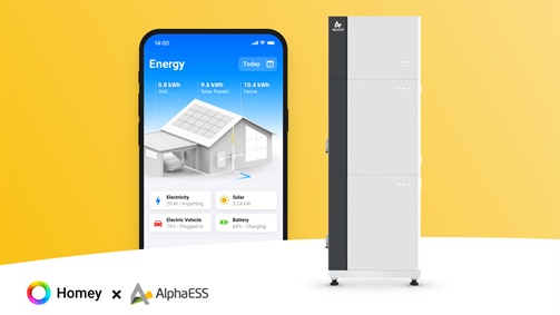 Homey propojuje domácí baterii AlphaESS s energetickým přehledem Domácí baterie AlphaESS a aplikace Homey Energy s přehledem toků energie