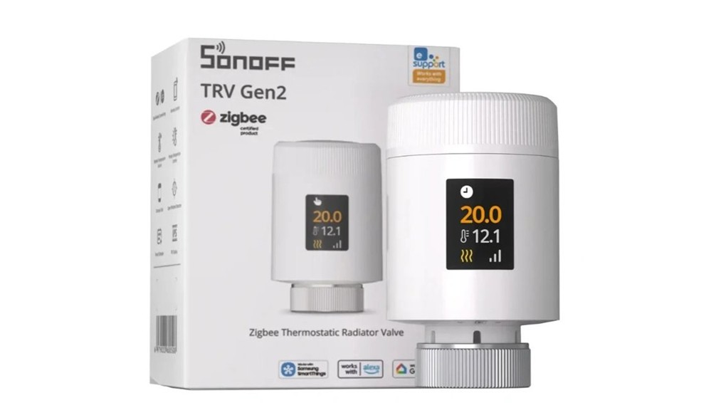 SONOFF TRV-ZBT Gen 2 termostatická hlavice s barevným displejem a originálním balením